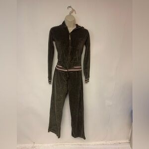 Ellesse Italia Velour Track Suit Vintage Brown Y2K Athleisure Womens SZ XXS